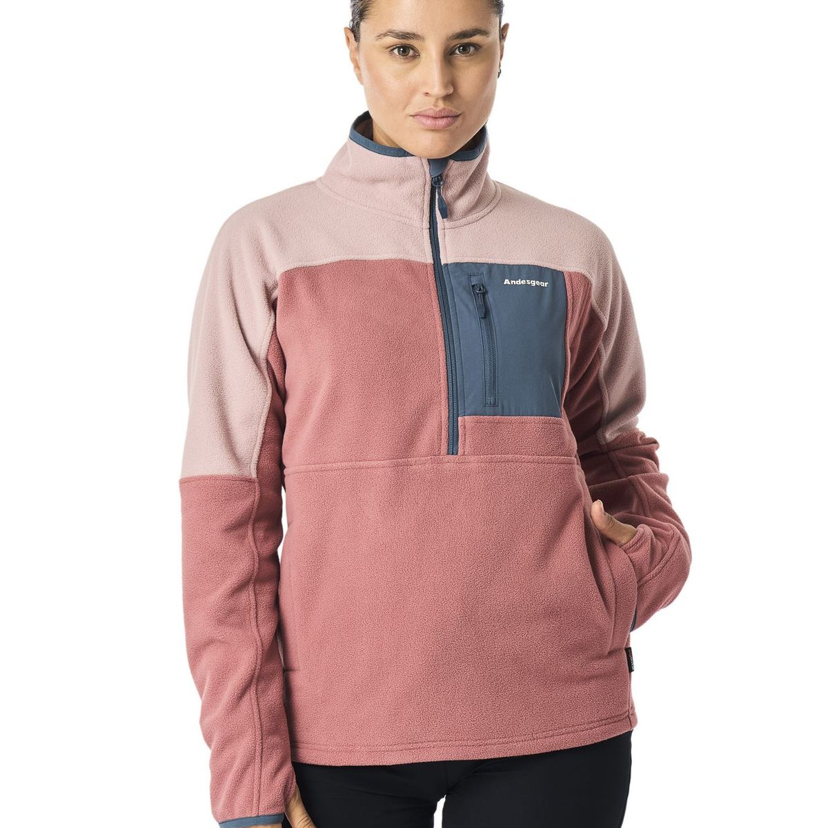 ANDESGEAR - Polar Mujer New Maihue 1/2 Rosa Andesgear