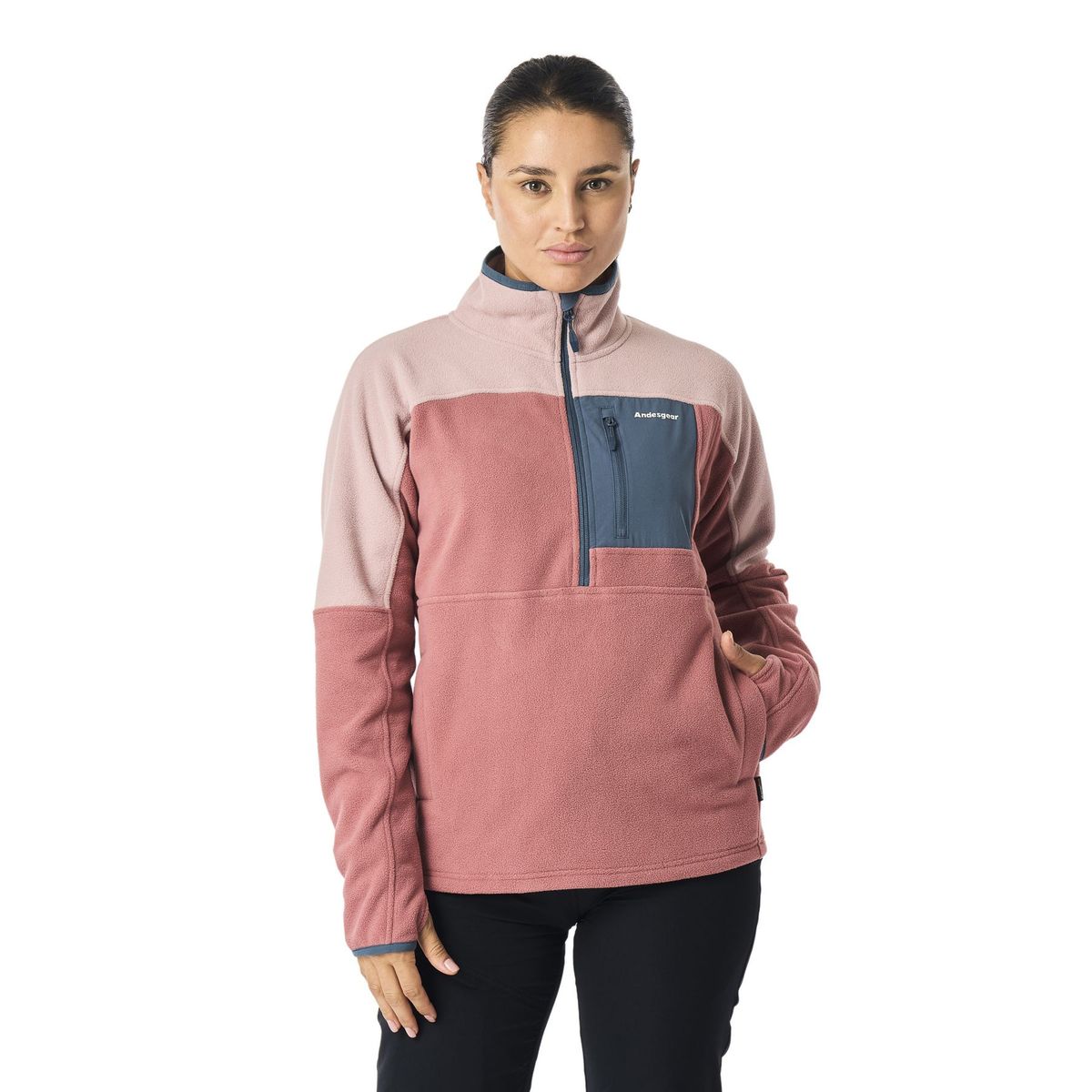 ANDESGEAR - Polar Mujer New Maihue 1/2 Rosa Andesgear