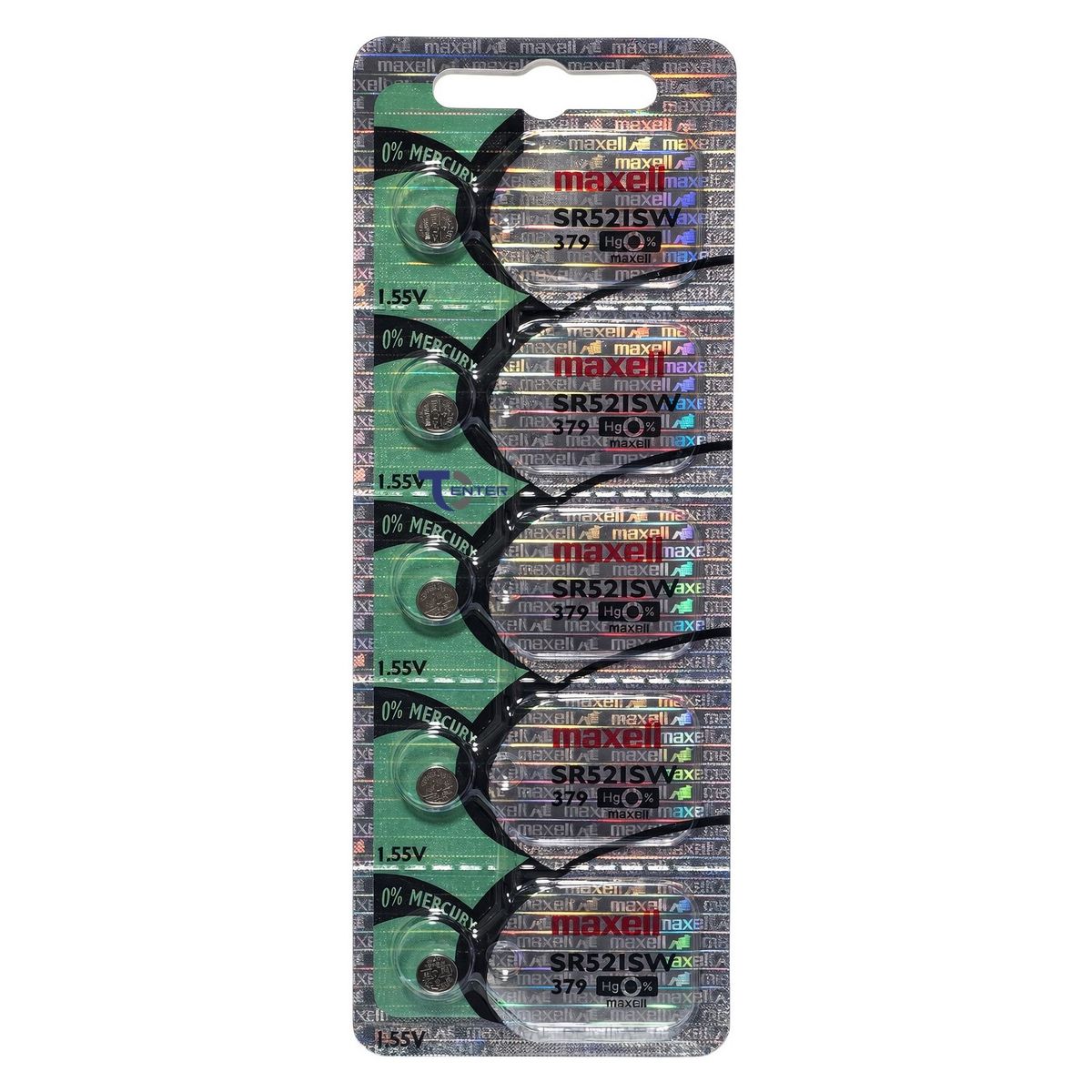 MAXELL - Pack 5 Pilas SR521SW (379) 1.55v Maxell Tipo Botón Holograma
