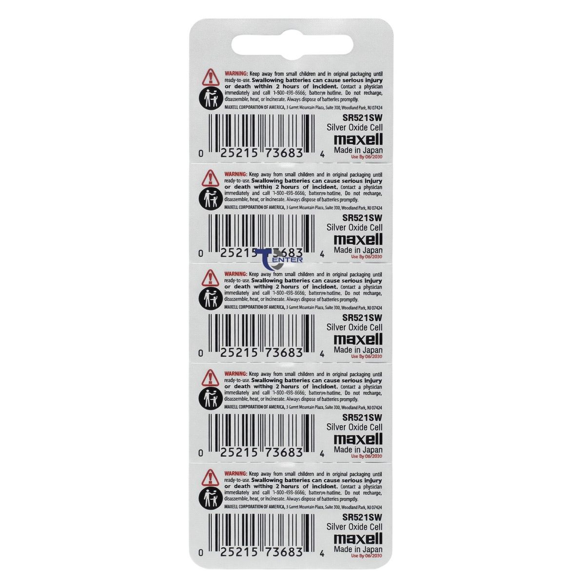 MAXELL - Pack 5 Pilas SR521SW (379) 1.55v Maxell Tipo Botón Holograma