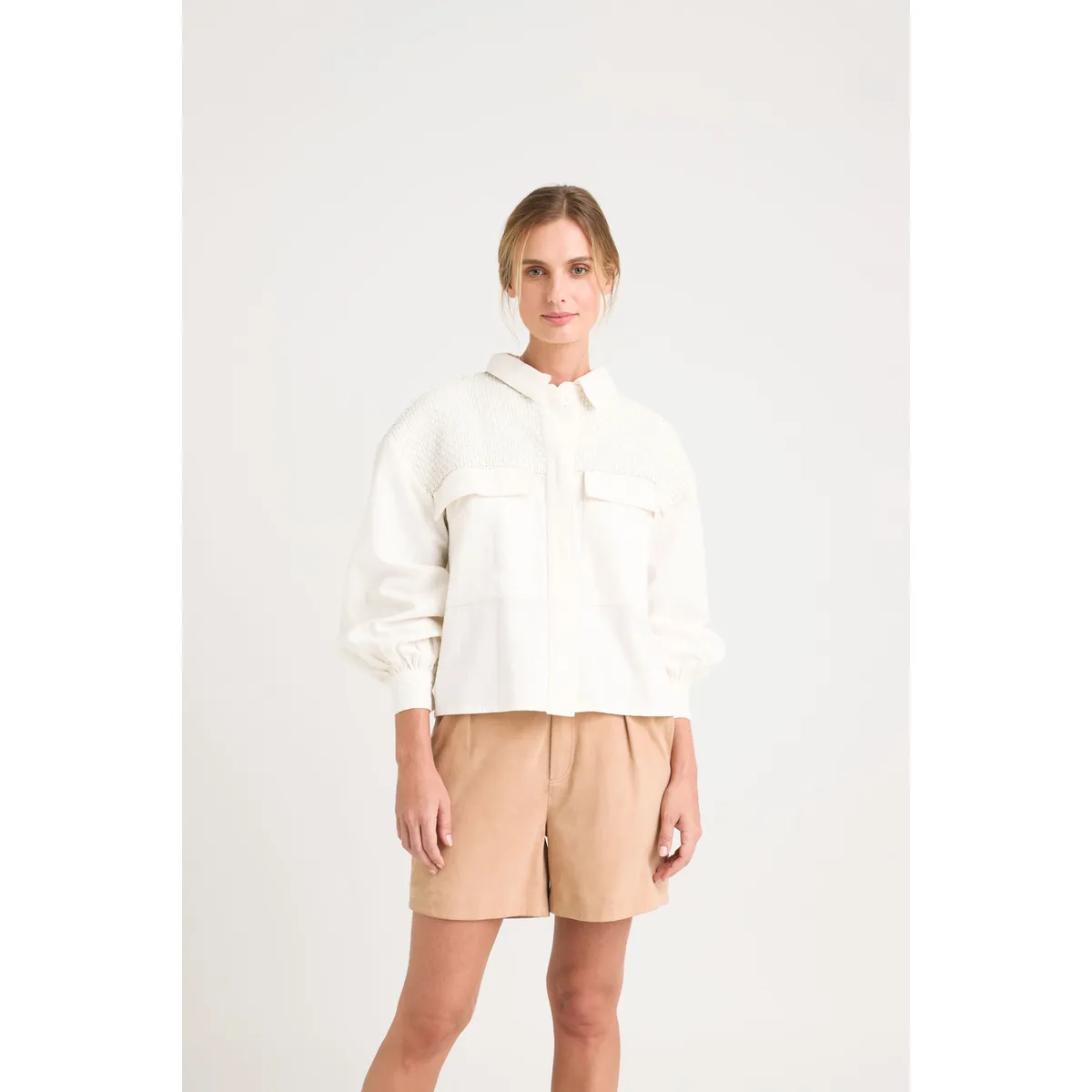 VELEZ - Vélez Chaqueta Oversized Iris Lino Mujer Tejida Crema