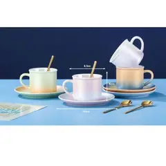 GENERICO - TAZA PEQUEÑA CON PLATO Y CUCHARA 200ML