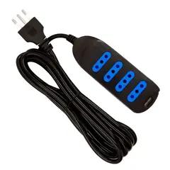 DBLUE - Alargador Eléctrico 4 Tomas 5m Protección Sec Negro - SC