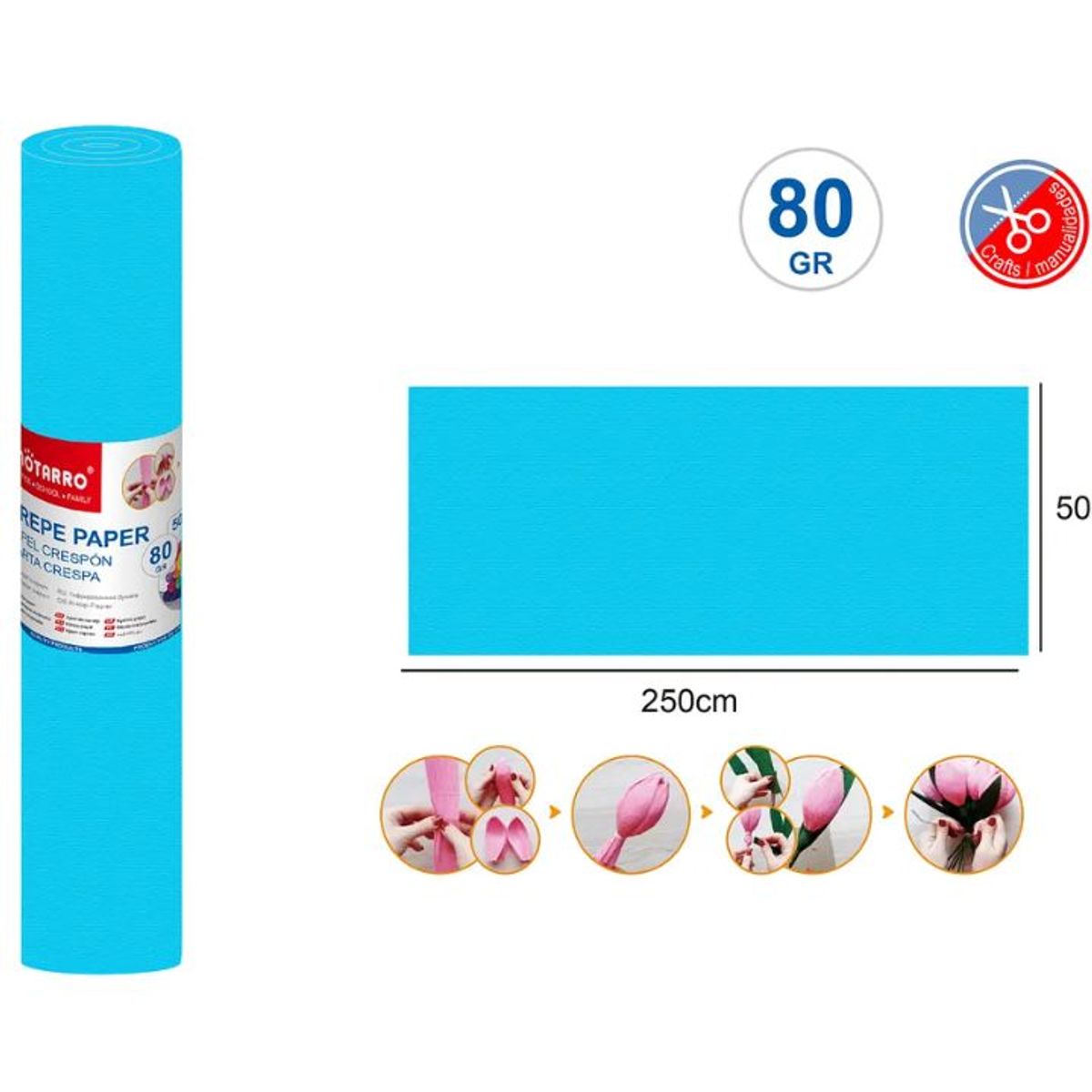 GENERICO - Papel Crepé Celeste 250x50cm 80Gr