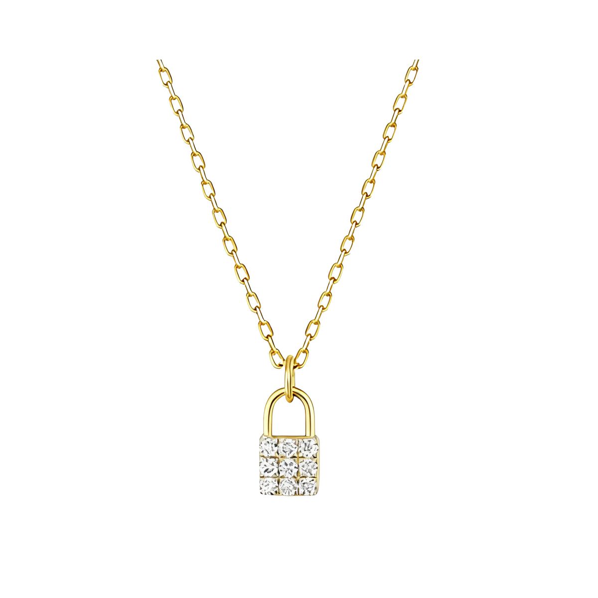 LUX JOYAS - Collar Plata 925 Candado Brillitos