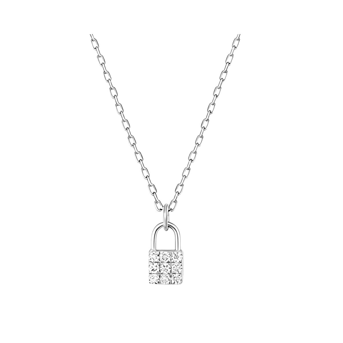 LUX JOYAS - Collar Plata 925 Candado Brillitos