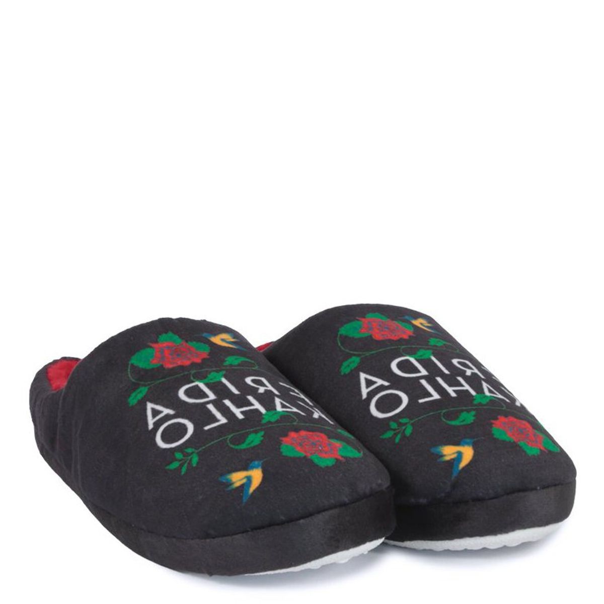 FRIDA KAHLO - Pantufla Mujer Flores Negro Frida Khalo