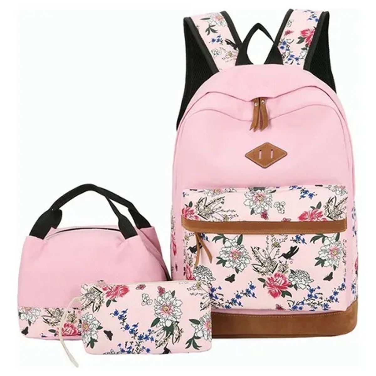 GENERICO - Kit Mochila Moda Casual Bolso Casual Para Mujer 3 Piezas Rosa