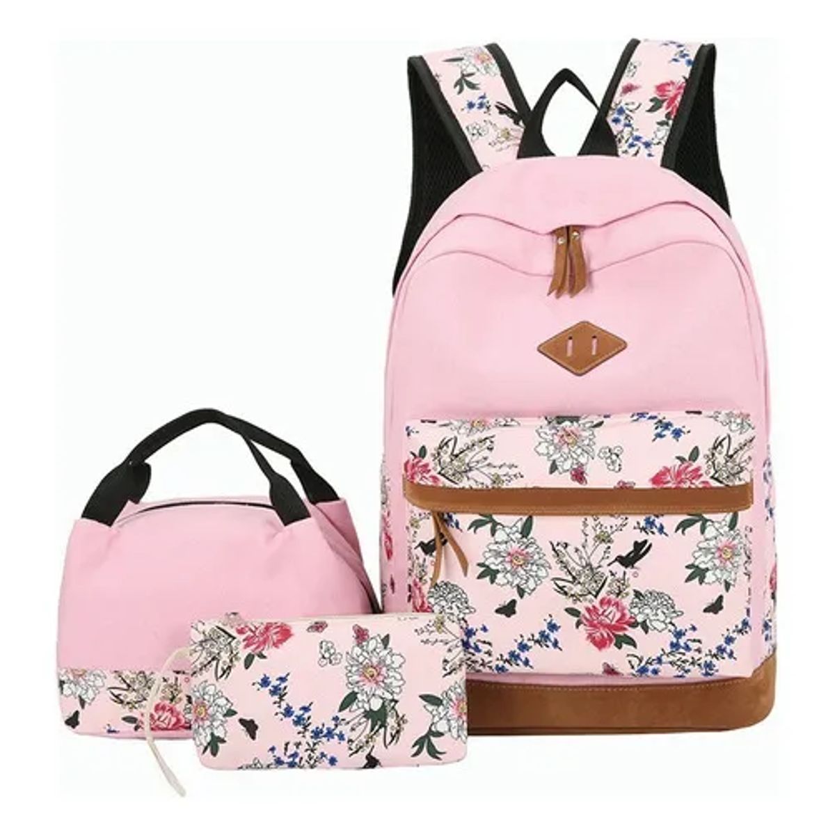 GENERICO - Kit Mochila Moda Casual Bolso Casual Para Mujer 3 Piezas Rosa