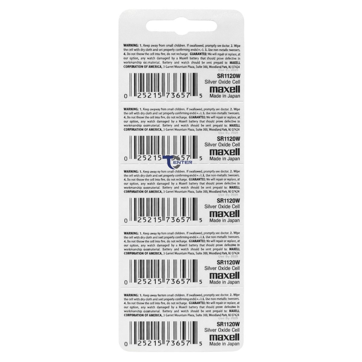MAXELL - Pack 5 Pilas SR1120SW (391) 1.55v Maxell Tipo Botón Holograma