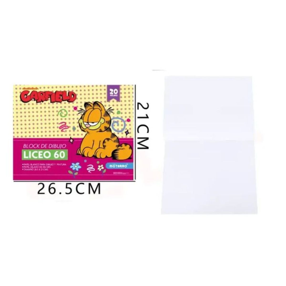 GENERICO - Block de Dibujo Garfield – 37×27 cm, 20 Hojas