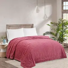 GENERICO - Frazada Plush Acanalada 2 p Medida 200x230 cm, Rosado (Sin Fundas)