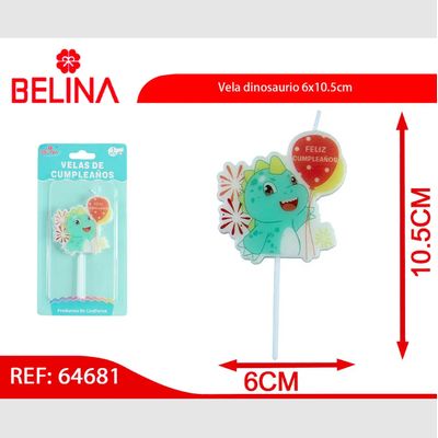 Imagen 2 del producto Vela Decorativa Dinosaurio 6 x 10,5 cm – Ideal para Cumpleaños