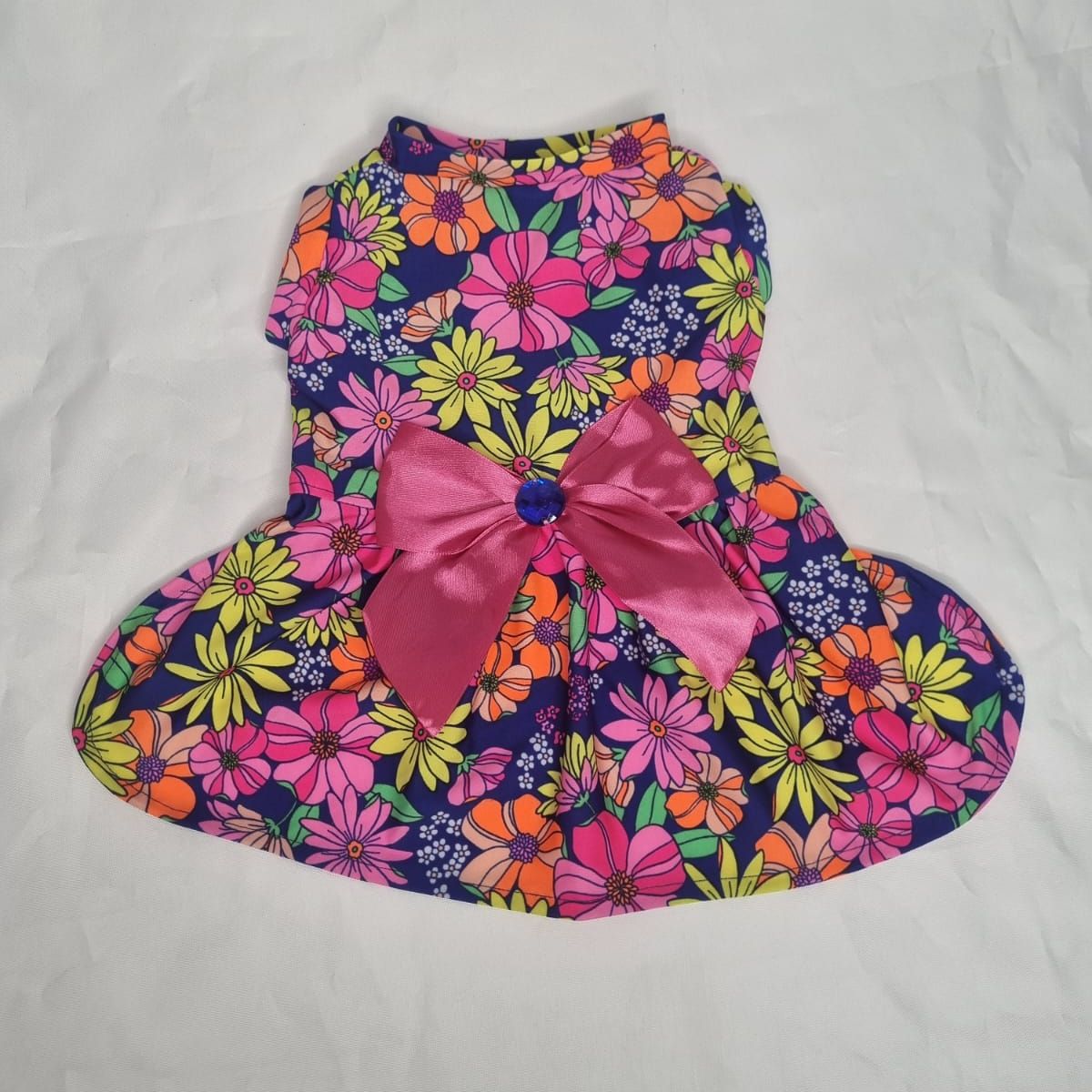 EL MUNDO DE EMMA - Vestido mascota flores fluor talla S