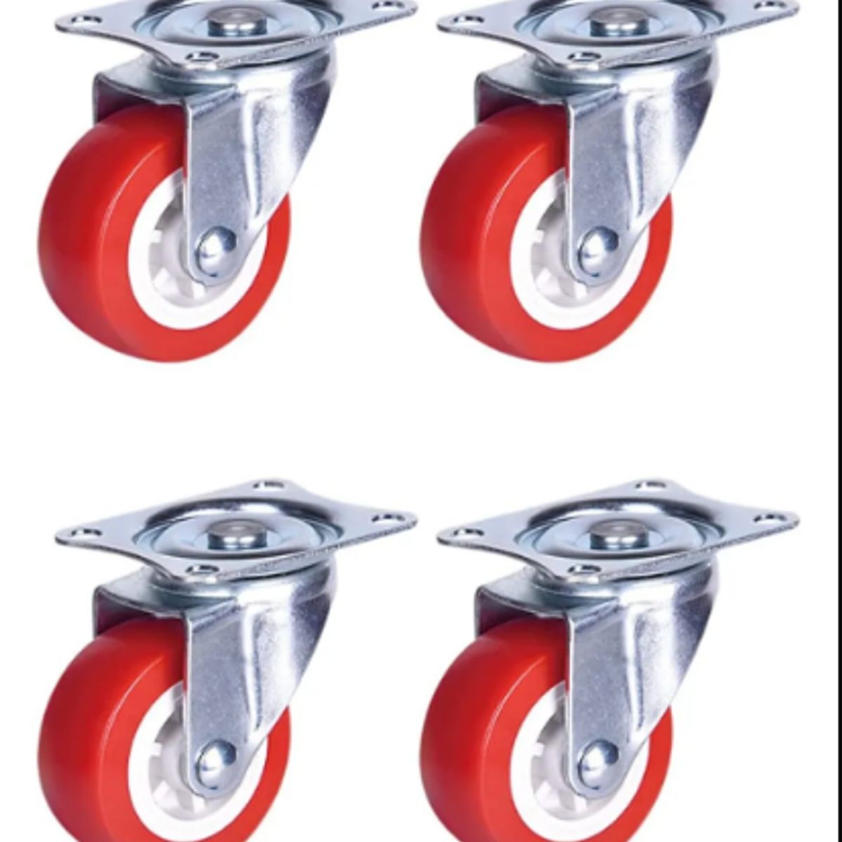 GENERICO - Ruedas Giratorias Multifuncionales Sillas Muebles Set X4 Rojo