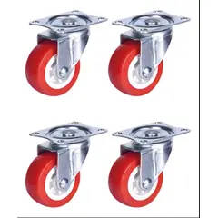 GENERICO - Ruedas Giratorias Multifuncionales Sillas Muebles Set X4 Rojo