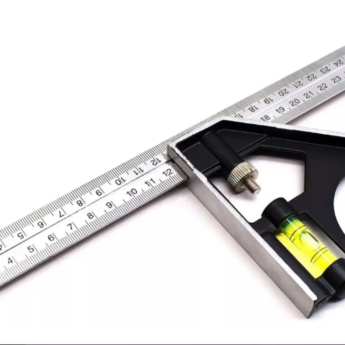 GENERICO - Escuadra Profesional Ajustable Con Nivel Combinada 300mm 12 Plateado