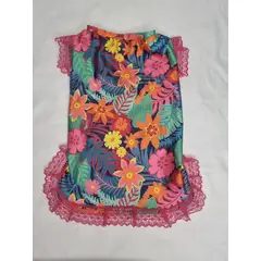 EL MUNDO DE EMMA - Polera mascota flores fucsia talla M