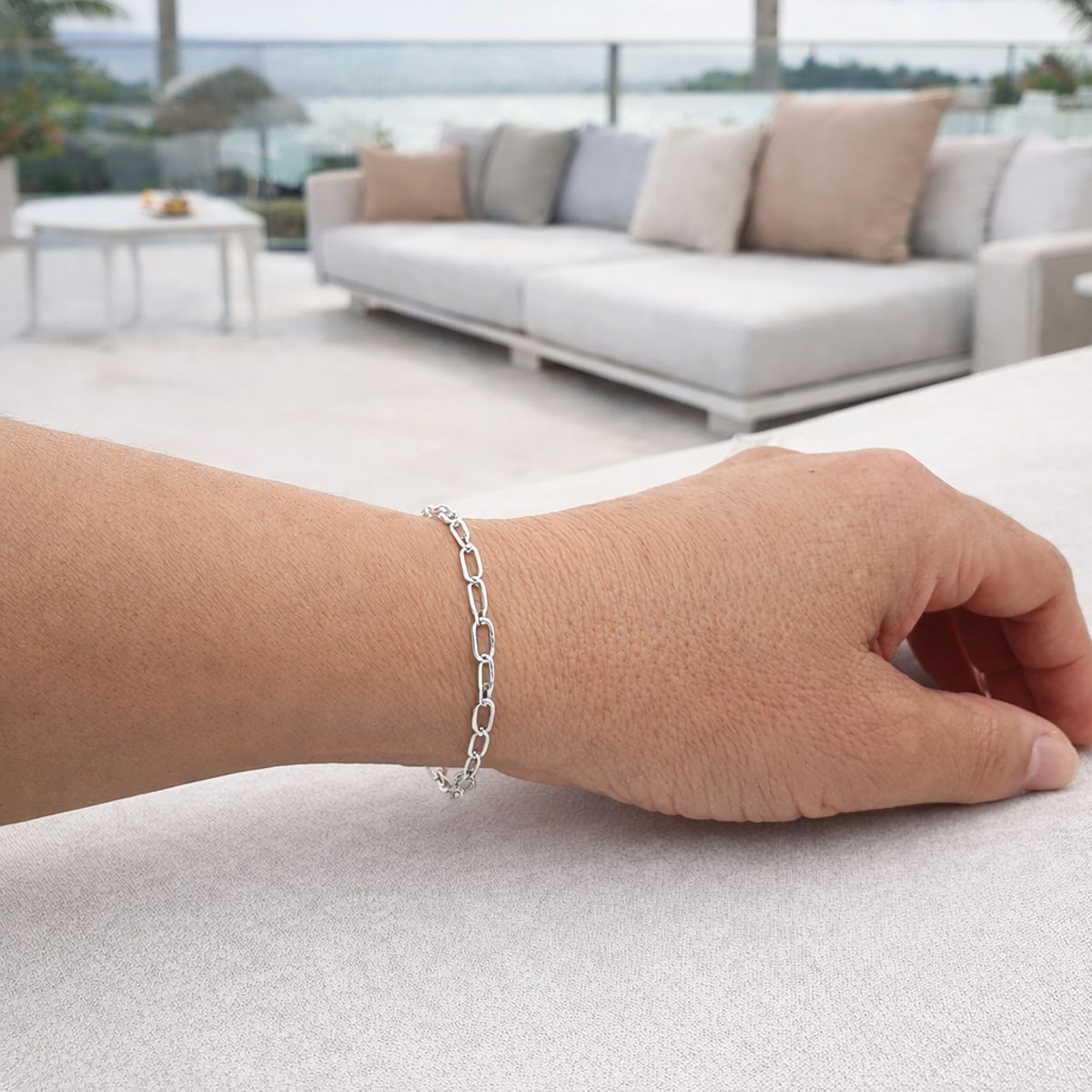 JOYAS MYTOKE - Pulsera Eslabon Limada Plata 925 Unisex