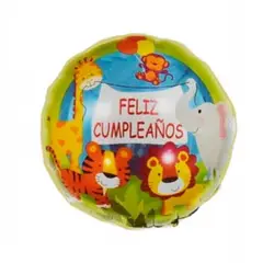 GENERICO - Globo redondo feliz cumpleaños animales 45cm