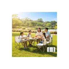 GENERICO - 1 Mesa + 6 Sillas Plegables De Camping