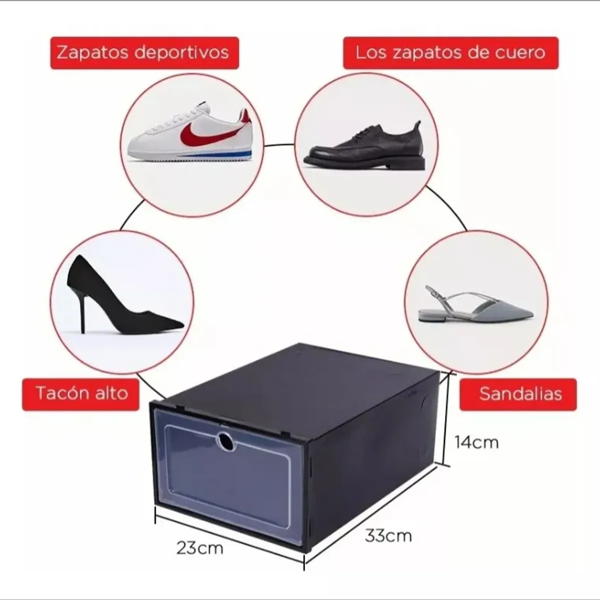 ANYHOGAR - Caja Organizador De Zapatos Apilables 12 Piezas Negro