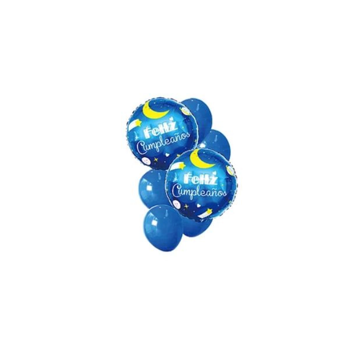 GENERICO - Set de globos feliz cumpleaños azul 7pcs