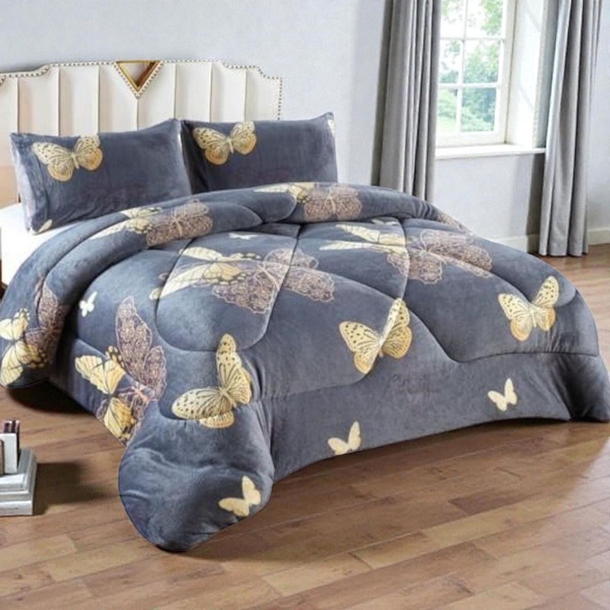 GENERICO - Cobertor De 2 Plazas Plush Liso Con Chiporro + 2 Fundas Almohada - Multicolor - 2 Plazas