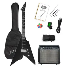 IBRAH - Guitarra Electrica Flying V 39" Music Amplificador 20W