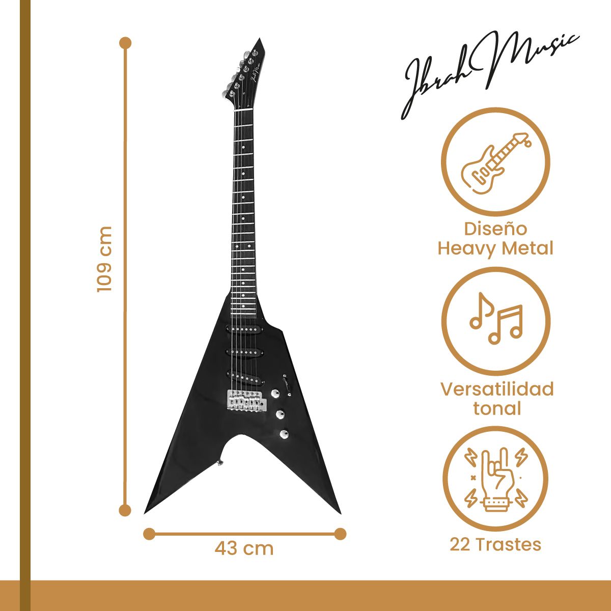 IBRAH - Guitarra Electrica Flying V 39" Ibrah Music Amplificador 20W