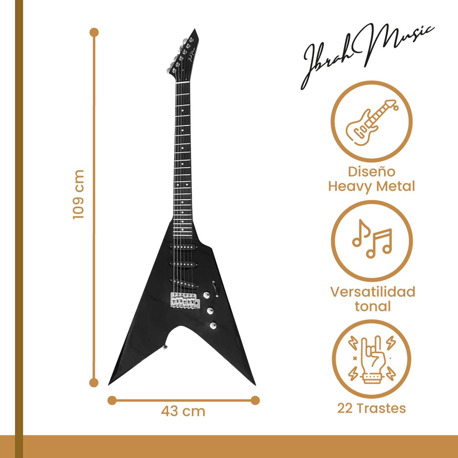 IBRAH Guitarra Electrica Flying V 39 Ibrah Music Amplificador 20W