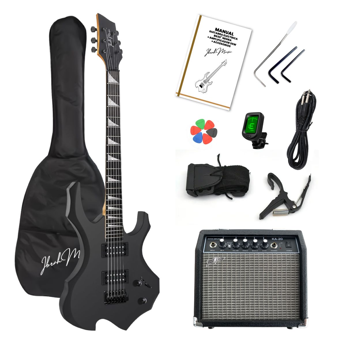 IBRAH - Guitarra Electrica BG 39" Ibrah Music + Amplificador 20 W