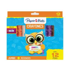 PAPER MATE - Crayones Lápices de Cera Redondos 12U PaperMate