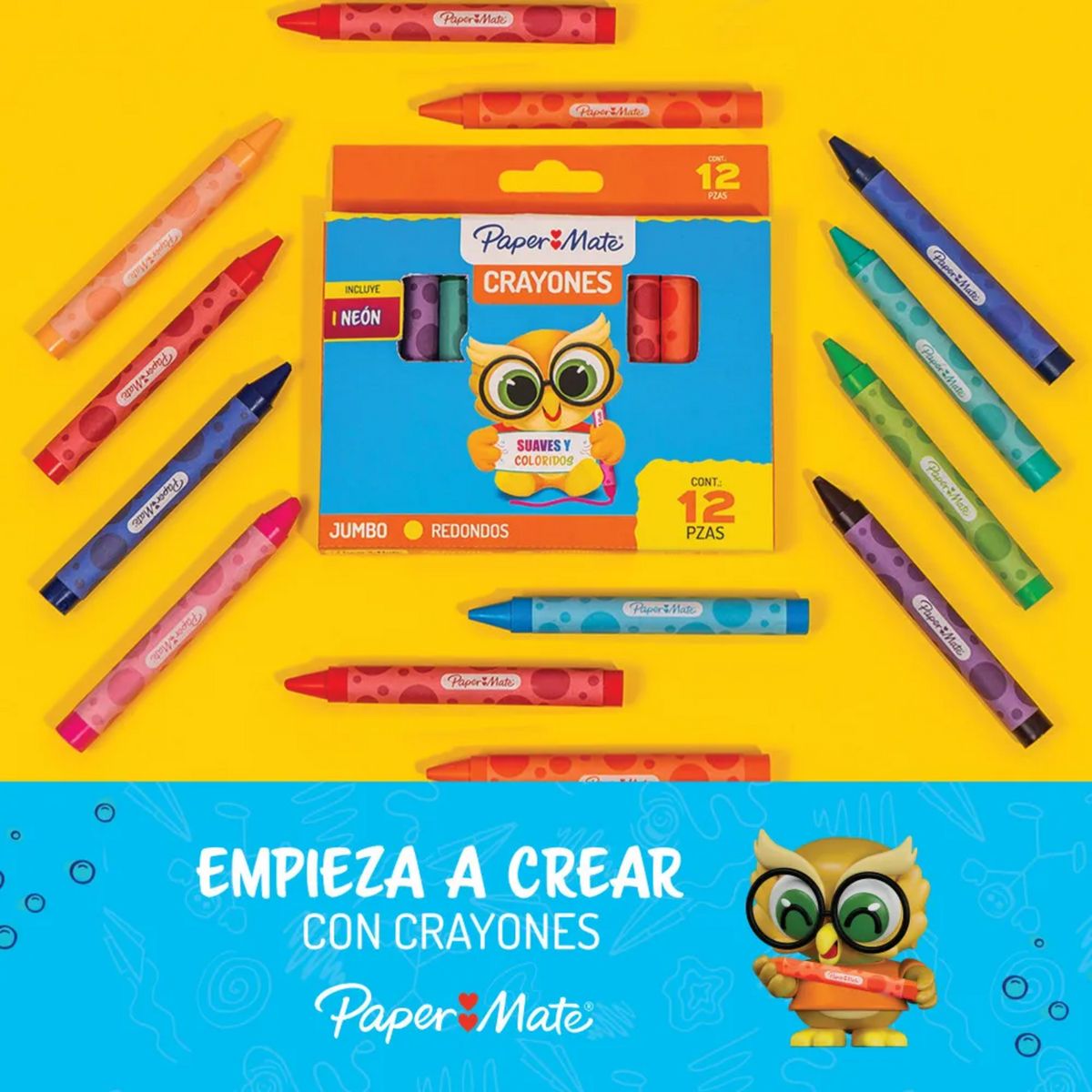 PAPER MATE - Crayones Lápices de Cera Redondos 12U PaperMate