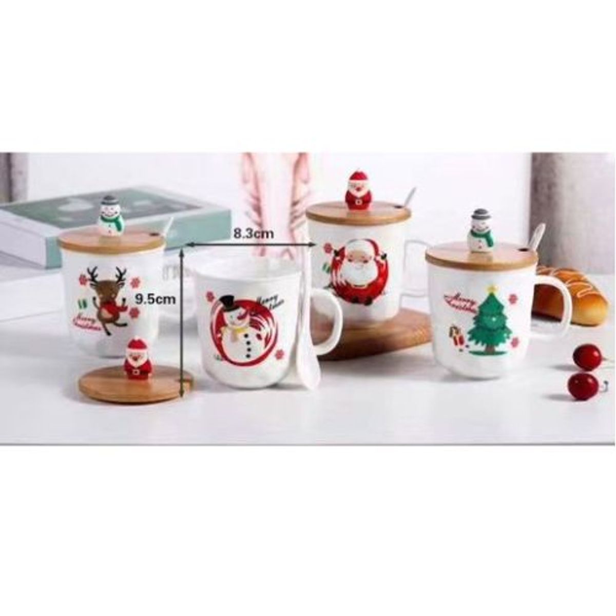 GENERICO - TAZA NAVIDEÑAS  CON TAPA Y BOMBILLA 352ML