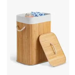 GENERICO - Cesto De Ropa De Bambú Con Tapa Y Asas De 60 Cm