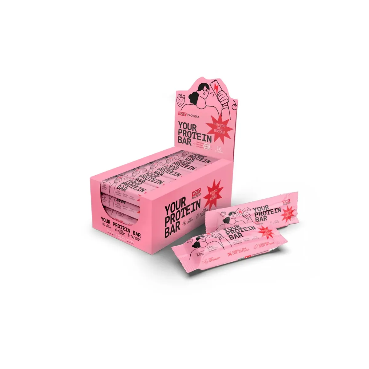 YOUR PROTEIN - PACK 16 BARRAS YOUR PROTEIN BAR FRUTOS DEL BOSQUE  - YOUR PROTEIN