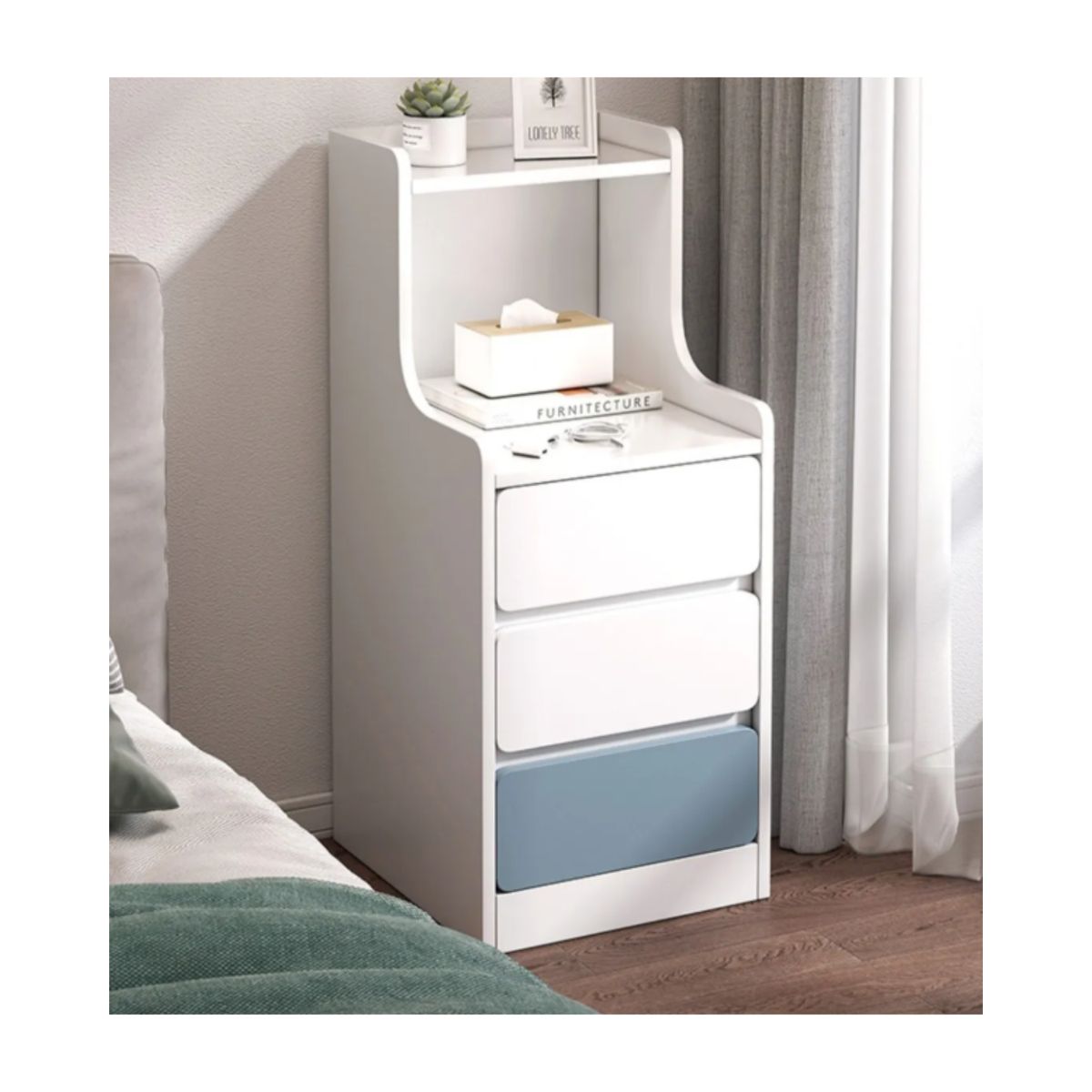 GENERICO - Mesa De Noche Estante 3 Cajones Almacenamiento Dormitorio