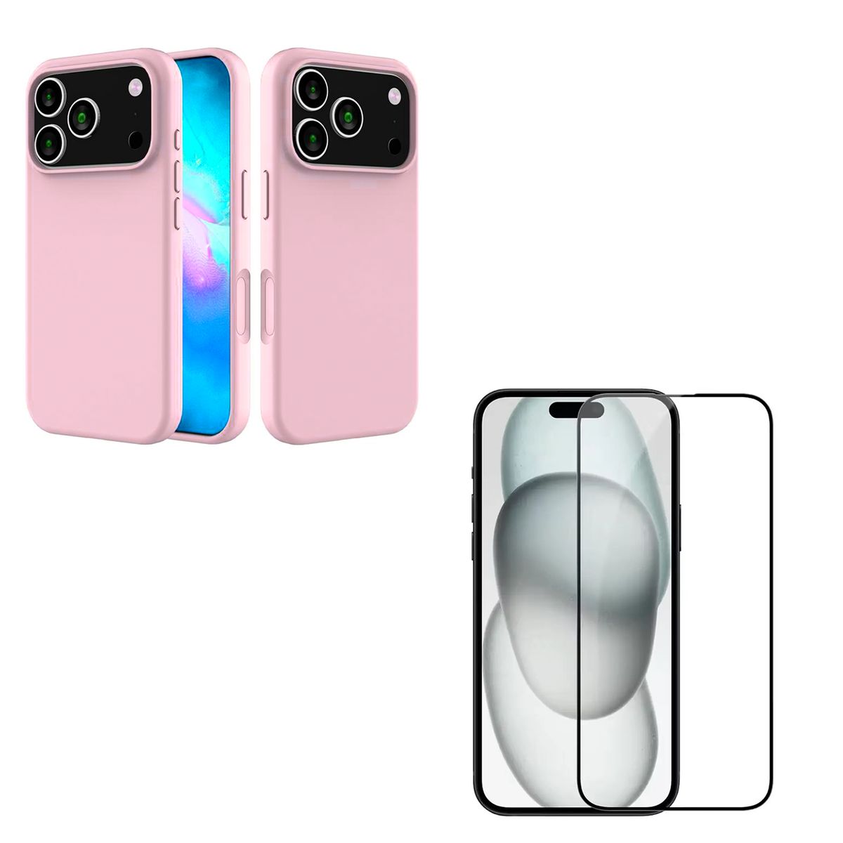 JOIGO - Carcasa Goma Lamina Vidrio Para iPhone 17 Pro Max Rosado