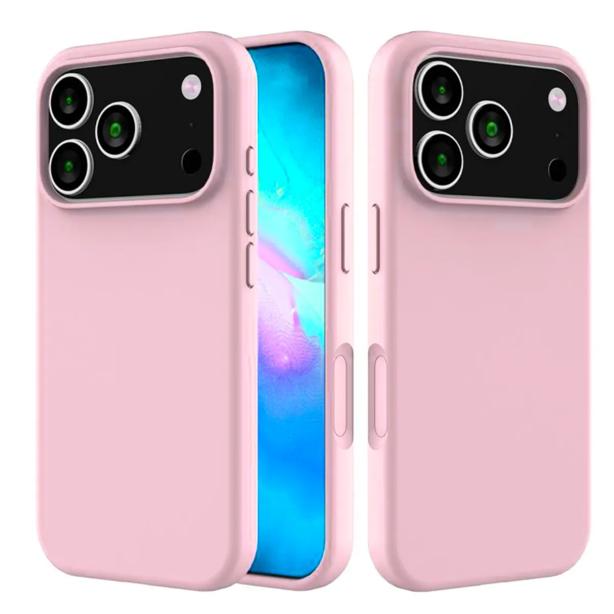 JOIGO - Carcasa Goma Lamina Vidrio Para iPhone 17 Pro Max Rosado