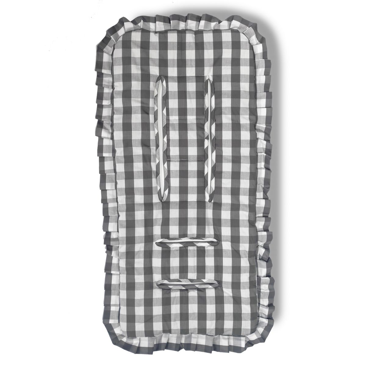 BEBESIT - Cojín Universal Coche Paseo Diseño Cuadros Gris 40 x 80 cm