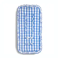 BEBESIT - Cojín Universal Coche Paseo Diseño Cuadros Celeste 40 x80 cm