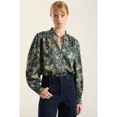 LIOLA - Blusa Satin Estampado, Lazada, Verde