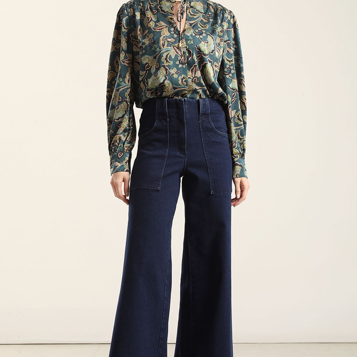 LIOLA - Blusa Satin Estampado, Lazada, Verde Liola