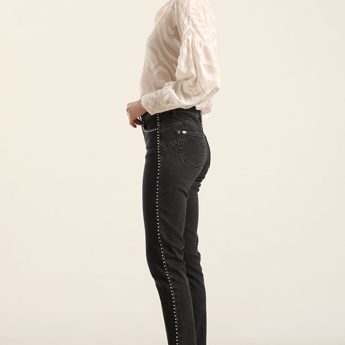LIOLA - Jeans Skinny, Tiro Medio, Negro Liola