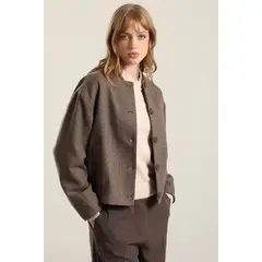 LIOLA - Chaqueta Bomber Micro Lentejuelas, Cafe