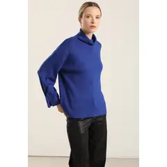 LIOLA - Jersey Punto, Boton Joya, Azulino