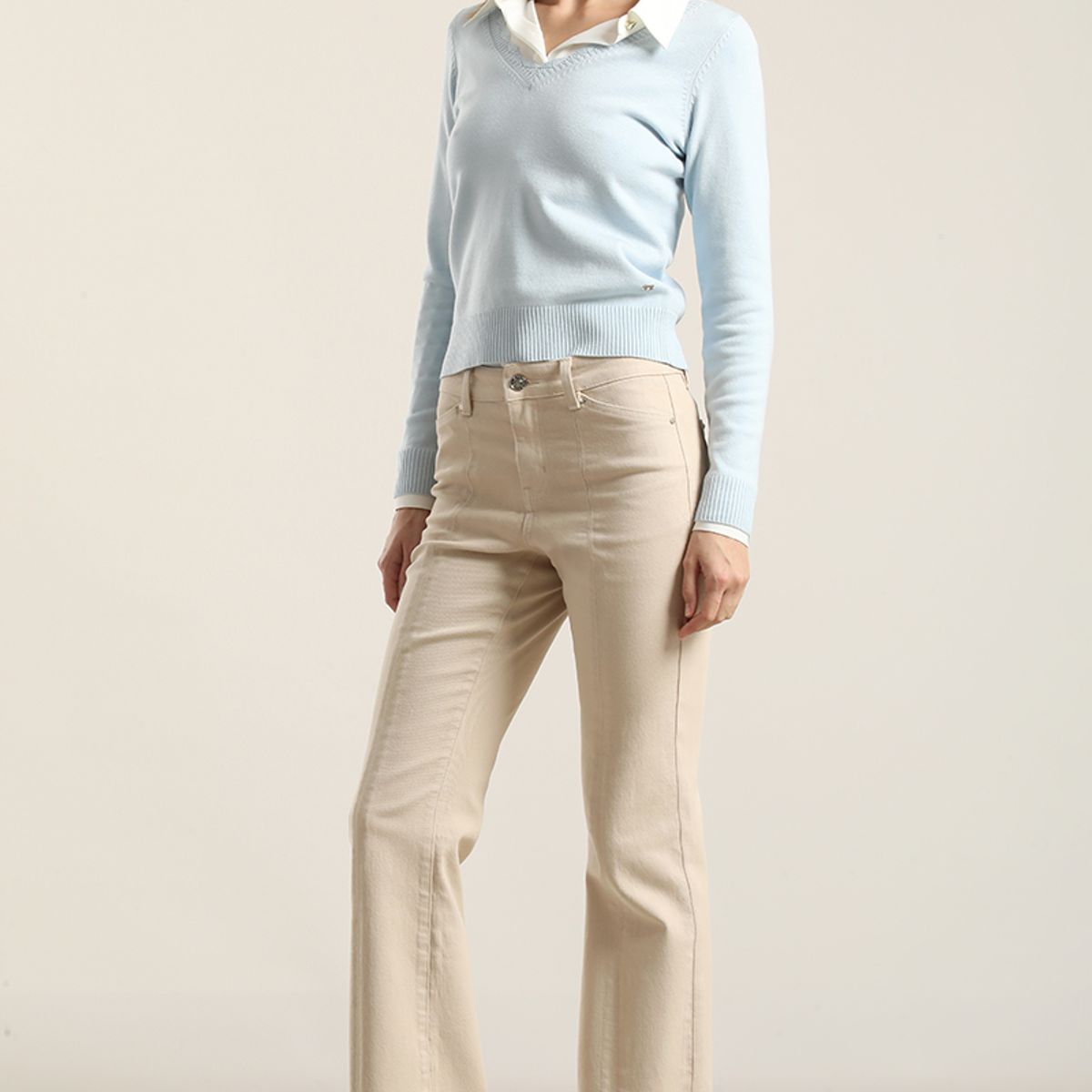 LIOLA - Jeans Color Bootcut, Beige Liola