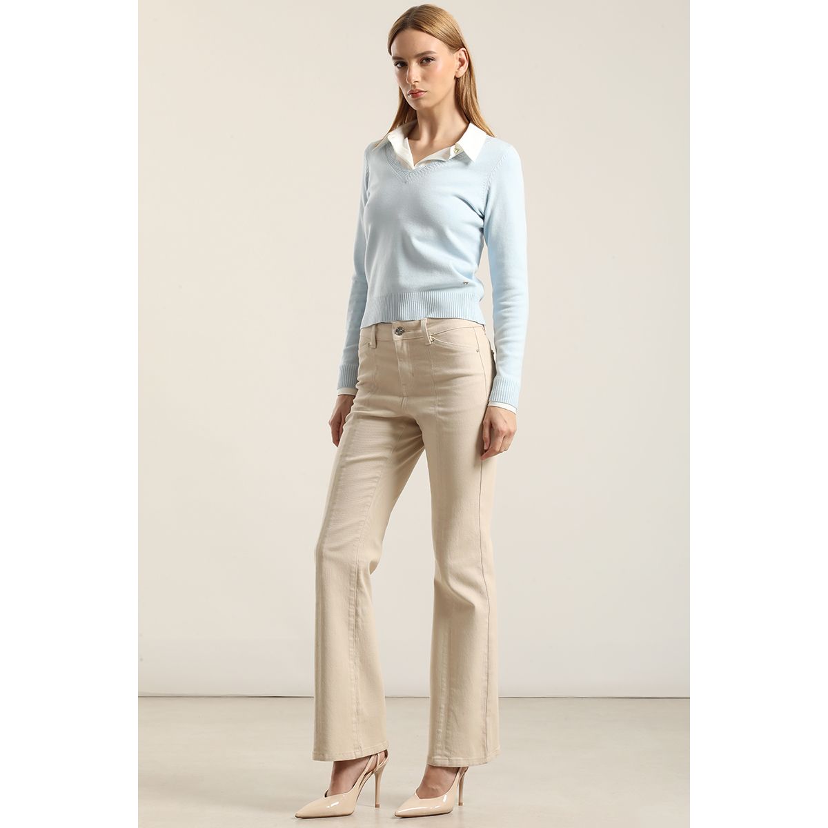 LIOLA - Jeans Color Bootcut, Beige Liola