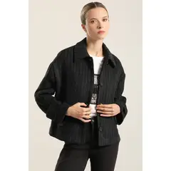 LIOLA - Chaqueta Con Lana, Listado Gris